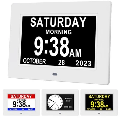 Reloj de demencia de 7 pulgadas para personas mayores con problemas de visión Alzheimer calendario digital. Foto 1 de 4