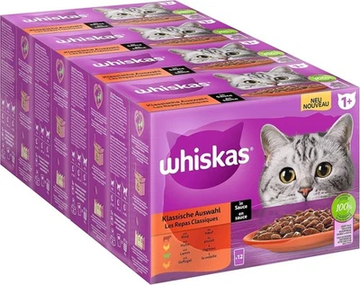 Whiskas 1+ Katzennassfutter Klassische Auswahl in Sauce, 12x85g (4 Packungen) - Bild 1 von 4