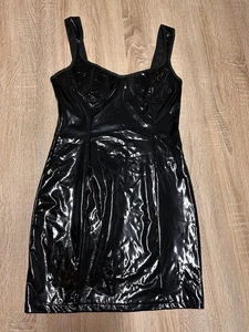 SheIn PVC Vinly Lack Midi-Kleid Gr. S Schwarz SUPER ZUSTAND! - Bild 1 von 10