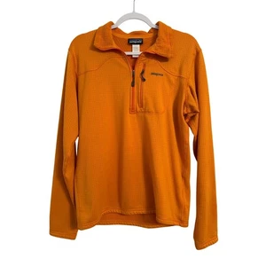 Patagonia R1 Herren M Fleece Midlayer Waffle Grid Pullover Orange Outdoor Wandern - Bild 1 von 12