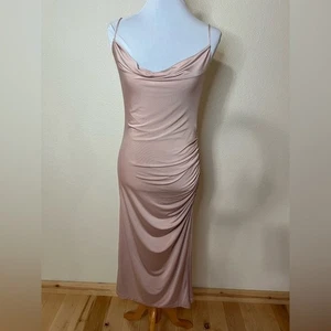 Lovers And Friends Jersey-Midikleid Wasserfallausschnitt seitlich gerafft LARGE - Bild 1 von 6