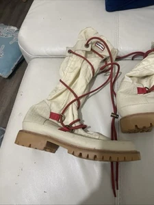 HUNTER SHOES SUMMIT WATERPROOF BOOTS IVORY 7 $295 SUMT1016 KNEE HIGH TALL - Picture 1 of 8