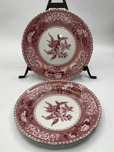 Juego de 2 platos de ensalada Spode Camilla rosa floral 9" vintage Inglaterra China - Imagen 1 de 3