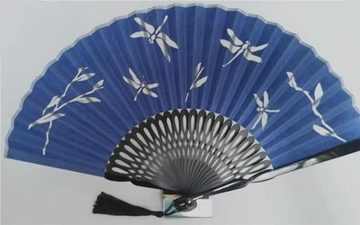 Ventilador Plegable Sensu Azul Corte en Papel Oreja Libélula Almacenamiento incluido Nombre Gratis Foto 1 de 4