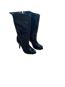 LANVIN Dark Navy Patent Leather Boots NWT - Picture 1 of 10