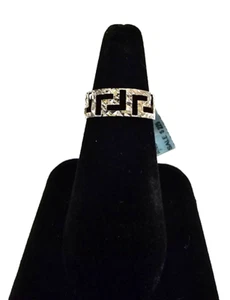 NEW 10K 2 TONE SOLID GOLD GREEK KEY DIAMOND CUT TURKISH BAND RING - SIZE 7.5 - Picture 1 of 8