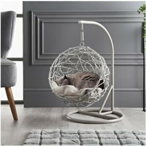 Cat Hanging Egg Chair - Natural Pet Calming Soft Comfy Warm Nest Sleep Grey
