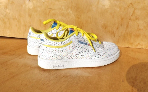 SIze 6 5Y Reebok Club C Junior Sneakers da tennis Spruzzi Ragazze bianche