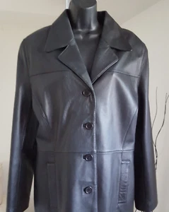Women's Jacket Charles Klein, Retro Black SOFT Leather Jacket, Size L - Picture 1 of 4