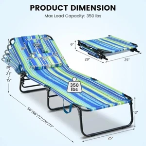 Tanning Chair w/ Face Hole, Adjustable Beach Lounge, 350lbs Capacity - Picture 1 of 5