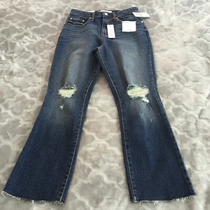 Ella Moss Size 26 Jeans Jaxton High Waist Crop Flare Distressed NWT - Picture 1 of 8