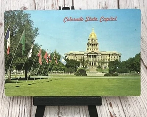 State Capitol Capital and Flags Denver Colorado CO Postcard - Picture 1 of 4