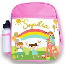 Personalised Kids Backpack Any Name Rainbow Girl Childrens Back To School Bag 1