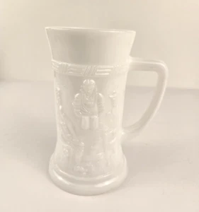 Vintage Federal White Milk Glass Beer Stein Embossed Tavern Scene 6" Tall - Picture 1 of 6