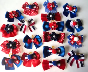 Pack of 100 Dog Grooming Hair Bows for Memorial Day and Independence Day - Picture 1 of 1