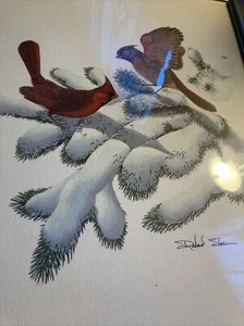 Signed By Richard Sloan Cardinal (Richmondena Cardinalis) Lithograph Sz 15X12” - Picture 1 of 15