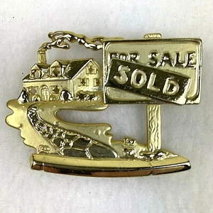 Realtor PIN-FOR SALE Sold SIGN-BROOCH Gold tone Real Estate - Picture 1 of 2