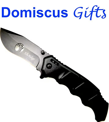 Cuchillos plegables 8 1/4" NUEVOS ELK RIDGE asistidos por resorte NEGROS sobre negros  Foto 1 de 4