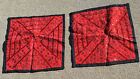 Pair (Lot of 2) Vtg Mirror Morocco Red & Black embroidered pillow shams covers