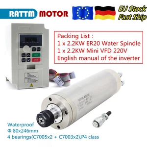 【DE】CNC Spindle 2.2kw ER20 Water Cooled Spindle 220V Metal Engraving + Inverter - Bild 1 von 14