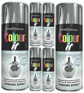 Vernice Spray 400ml Colour It Effetto Cromo Lucida Finitura Opaca Metallo Legno Aerosol - Foto 1 di 8