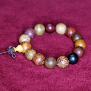 Precious Bracelet Colourful 0 19/32in Balls Beads Natural Buddhism Braun Beige - Picture 1 of 7