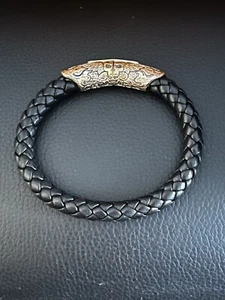 William Henry ‘Ramble On’ Black Leather and Bronze Bracelet - Picture 1 of 4