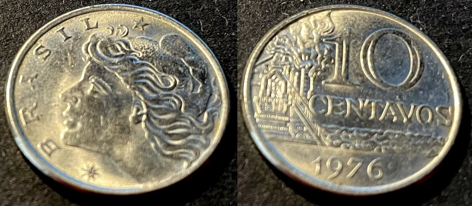 Brazil 1976 10 Centavos Steel Industry KM-578.1a Stainless Steel aUNC #Bc2 - Image 1 of 1