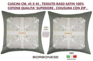 BORBONESE 2 CUSHIONS FURNITURE CM. 45 X 45 DOUBLE FACE ZIP CLOSURE 100% COTTON - Picture 1 of 9