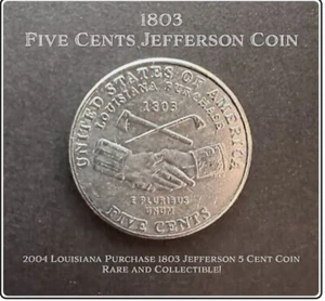 RARE! 2004 Jefferson Nickel - Louisiana Purchase 1803 Five Cent Coin - Picture 1 of 2