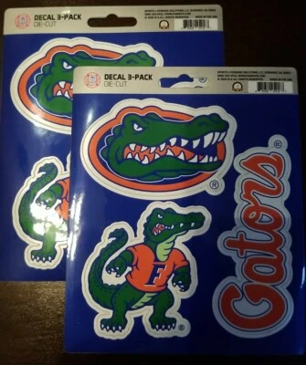 Lot of 2- Florida Gators Die-Cut Premium Vinyl Decal/Stickers - 3 Pack, New.     - Image 1 of 2
