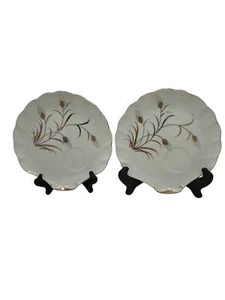 Lefton Gold Wheat Castle Snack Teller 2er Set ohne Tassen handbemalt Vintage - Bild 1 von 6