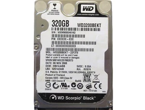 WD WD3200BEKT-22F3T0 HBCVJABB (WXM9) Thailand 2.5" 320gb Sata HDD 06NOV2008 - Picture 1 of 1
