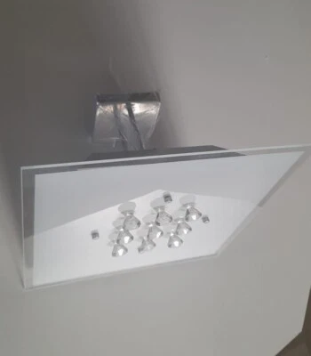 Lampadario Plafoniera moderna in vetro con cristalli Bianca 2 Luci Metallo Cromo - Immagine 1 di 4