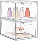 2 Pack Stackable Makeup Organizer and Storage, Acrylic Organizers Clear Plastic