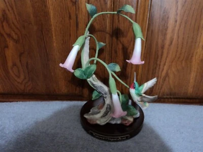 Figurine Home Interiors Homco 1990 NATURE'S WINGED JEWEL Hummingbird Datura - Image 1 of 4