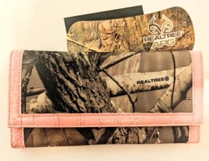 Cartera sin asas Realtree rosa camuflada y soporte para chequera, billetera de camuflaje para damas - Imagen 1 de 2