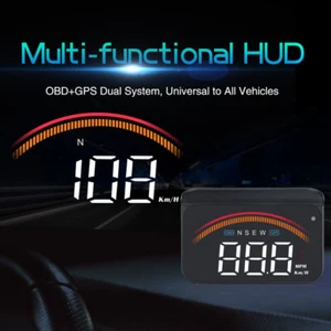 Car Digital Speedometer Head Up Display OBD2 GPS -40℃ - +80℃ Warning Compass - Foto 1 di 10