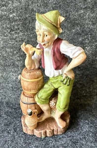 Estatuilla de enólogo antiguo pintada a mano Lefton China Japón de colección bebiendo vino - Imagen 1 de 23