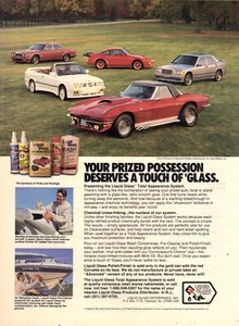 Vintage 1989 Print Ad for Liquid Glass Car Polish - Corvette - Picture 1 of 1