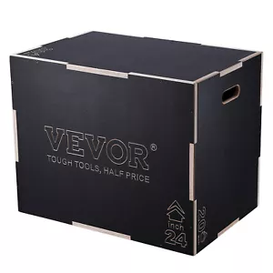 VEVOR 30/24/20 Inch 3 in 1 Plyometric Jump Box Fitness Exercise Plyo Box Wooden - Picture 1 of 12