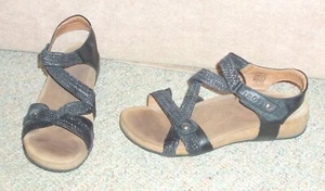 Women's black leather upper TAOS Trulie strappy sandals / shoes , size 10 - Picture 1 of 3