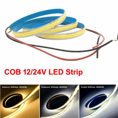 DC 12V 24V COB FOB Led Flexible Strip 14W/M Red Green Blue white Led Lighting - Image 1 of 4