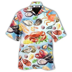 Food Seafood Basic Style Hawaiian Shir - Picture 1 of 2