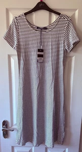 BNWT Blue/White Striped CREW CLOTHING Astrid Jersey Dress Size 8 £59! - Picture 1 of 3