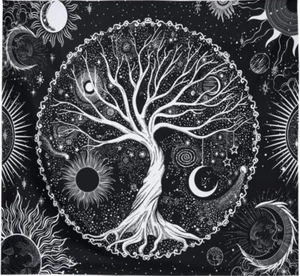 Tree of Life Tapestry Wall Hanging Sun Moon Stars Tapestries Aesthetic Galaxy - Picture 1 of 9