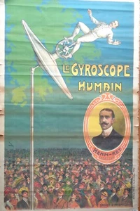 RARE AFFICHE DE CIRQUE ANCIENNE "LE GYROSCOPE HUMAIN" Candido Faria 220x140cm ! - Picture 1 of 14