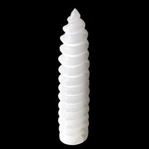 XL Selenite Tower Polished Crystal Spiral Energy Wand 8" Unicorn Point Reiki Hea - Picture 1 of 8