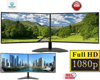Dual Monitor Screen Bundle Dell HP Grade A 2x24" HDMI Brand New Dual Stand IPS - Image 1 of 4