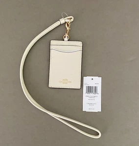 NWT COACH Unisex Chalk Crossgrain Leather ID & Credit Card Lanyard ~ MSRP $68 - Picture 1 of 10